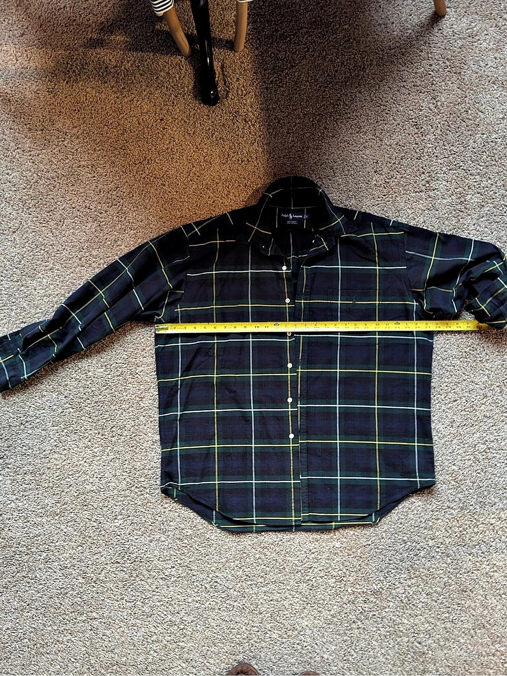 Polo Ralph Lauren Big Shirt Plaid Button Down in Navy & Green Size Large